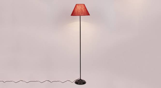 Dora Maroon Natural Fiber Floor Lamp with Black Iron Base (Black) by Urban Ladder - Design 1 Side View - 684675