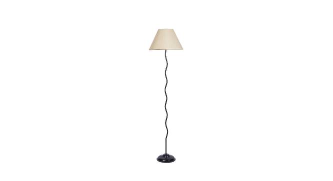 Kilian Off White Fabric Floor Lamp with Black Iron Base (Black) by Urban Ladder - Front View Design 1 - 684737