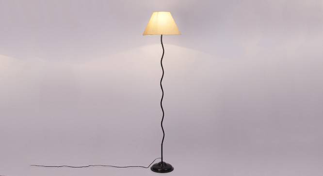 Kilian Off White Fabric Floor Lamp with Black Iron Base (Black) by Urban Ladder - Design 1 Side View - 684757