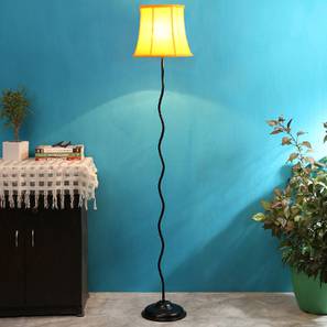 Houston Yellow Fabric Floor Lamp with Black Iron Base-image-11