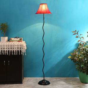 Lachlan Red Fabric Floor Lamp with Black Iron Base-image-9