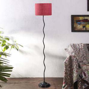 devansh Mike Pink Natural Fiber Floor Lamp with Black Iron Base-picture-12