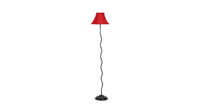 Lachlan Red Fabric Floor Lamp with Black Iron Base (Black) by Urban Ladder - Front View Design 1 - 684834