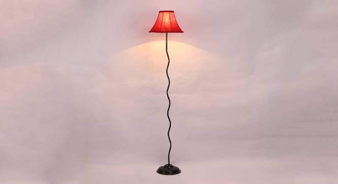 Lachlan Red Fabric Floor Lamp with Black Iron Base (Black) by Urban Ladder - Design 1 Side View - 684854