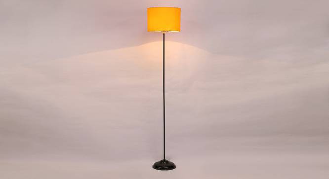 Melvin Yellow Fabric Floor Lamp with Black Iron Base (Black) by Urban Ladder - Design 1 Side View - 684857