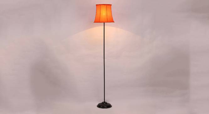 Seamus Orange Fabric Floor Lamp with Black Iron Base (Black) by Urban Ladder - Design 1 Side View - 684861