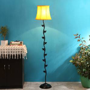Kane Yellow Fabric Floor Lamp with Black Iron Base-image-7