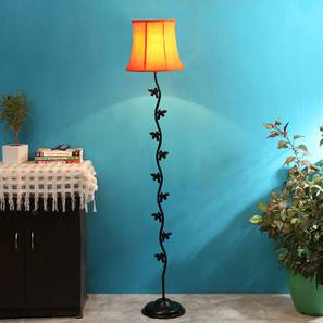 Donovan Orange Fabric Floor Lamp with Black Iron Base-image-49