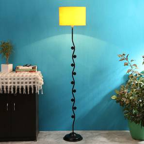 Heather Yellow Fabric Floor Lamp with Black Iron Base-image-43