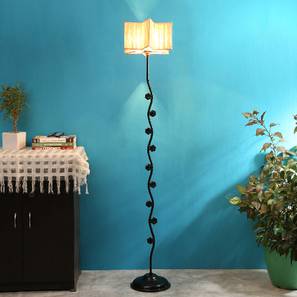 Ash Beige Bamboo Floor Lamp with Black Iron Base-image-47