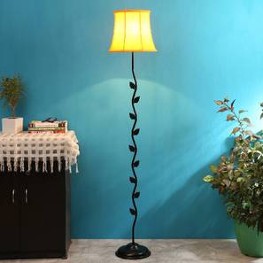 Conor Yellow Fabric Floor Lamp with Black Iron Base-image-0
