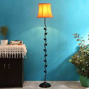 devansh Shawn Orange Fabric Floor Lamp with Black Iron Base-picture-12
