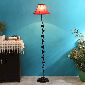 Zinnia Red Fabric Floor Lamp with Black Iron Base-image-28