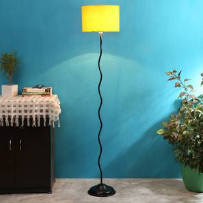 Floor Lamps In Hyderabad Design Kieran Yellow Fabric Floor Lamp with Black Iron Base (Black)