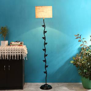 Cypress Beige Natural Fiber Floor Lamp with Black Iron Base-image-8