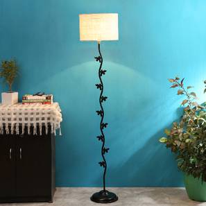 Canyon White Natural Fiber Floor Lamp with Black Iron Base-image-26