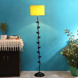 Finn Yellow Fabric Floor Lamp with Black Iron Base-image-18
