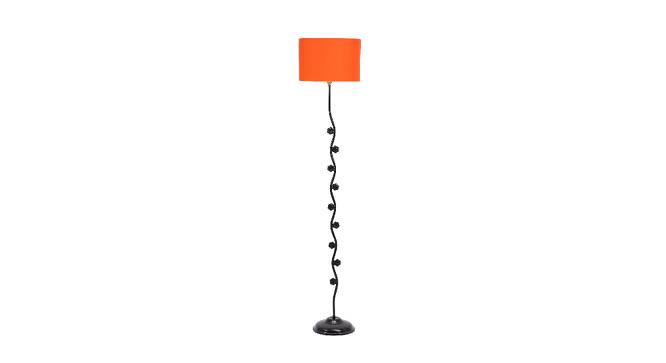 Storm Orange Fabric Floor Lamp with Black Iron Base (Black) by Urban Ladder - Front View Design 1 - 684961