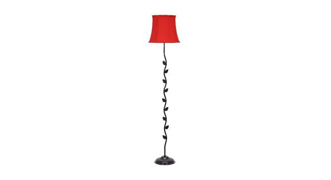 Grady Red Fabric Floor Lamp with Black Iron Base (Black) by Urban Ladder - Front View Design 1 - 684967