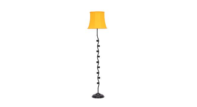 Ela Yellow Fabric Floor Lamp with Black Iron Base (Black) by Urban Ladder - Front View Design 1 - 684974