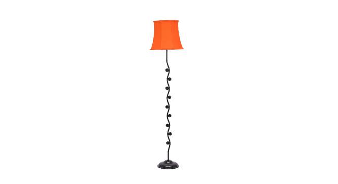 Delta Orange Fabric Floor Lamp with Black Iron Base (Black) by Urban Ladder - Front View Design 1 - 684976