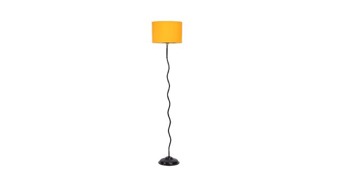 Kieran Yellow Fabric Floor Lamp with Black Iron Base (Black) by Urban Ladder - Front View Design 1 - 684979
