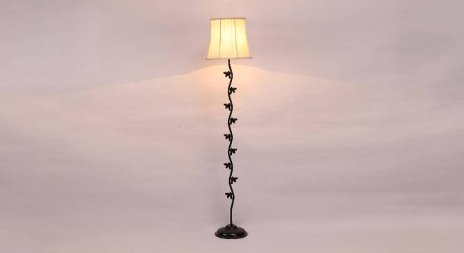 Brian Off White Fabric Floor Lamp with Black Iron Base (Black) by Urban Ladder - Design 1 Side View - 684991