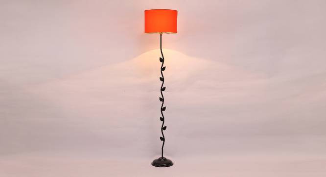 Conner Orange Fabric Floor Lamp with Black Iron Base (Black) by Urban Ladder - Design 1 Side View - 684998
