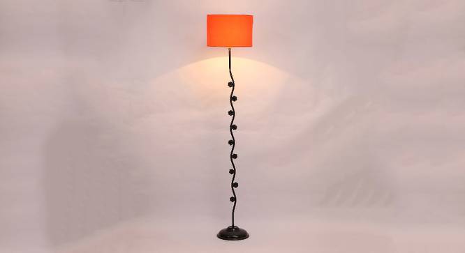 Storm Orange Fabric Floor Lamp with Black Iron Base (Black) by Urban Ladder - Design 1 Side View - 685002