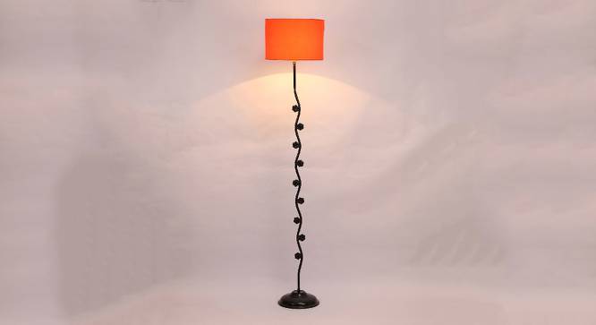 Storm Orange Fabric Floor Lamp with Black Iron Base (Black) by Urban Ladder - Design 1 Side View - 685002