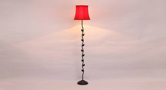 Grady Red Fabric Floor Lamp with Black Iron Base (Black) by Urban Ladder - Design 1 Side View - 685005