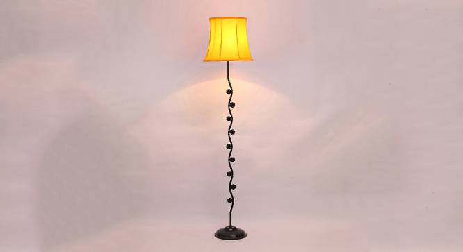Ela Yellow Fabric Floor Lamp with Black Iron Base (Black) by Urban Ladder - Design 1 Side View - 685016