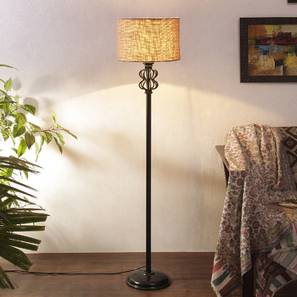 devansh Rosemary Beige Natural Fiber Floor Lamp with Black Iron Base-picture-17