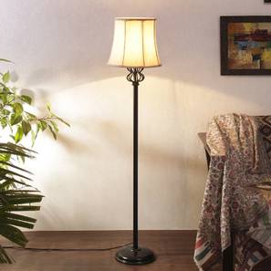devansh Meadow Off White Fabric Floor Lamp with Black Iron Base-picture-14