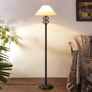 devansh Drake Off White Fabric Floor Lamp with Black Iron Base-picture-10