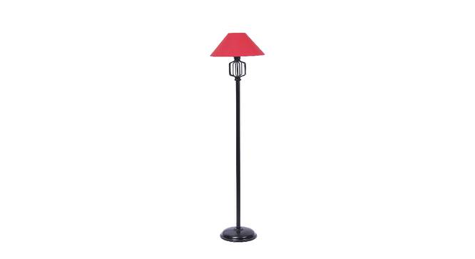 Orion Red Fabric Floor Lamp with Black Iron Base (Black) by Urban Ladder - Front View Design 1 - 685177