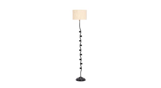 Karma Off White Fabric Floor Lamp with Black Iron Base (Black) by Urban Ladder - Front View Design 1 - 685184