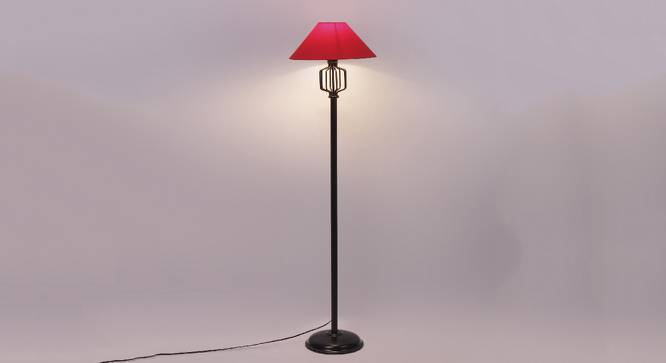 Orion Red Fabric Floor Lamp with Black Iron Base (Black) by Urban Ladder - Design 1 Side View - 685213