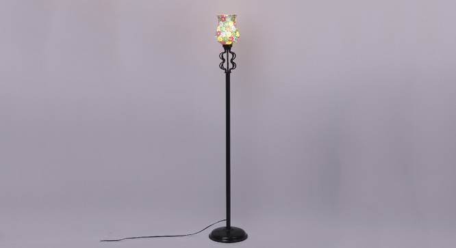 Lana Multicolour Glass Floor Lamp with Black Iron Base (Black) by Urban Ladder - Design 1 Side View - 685220