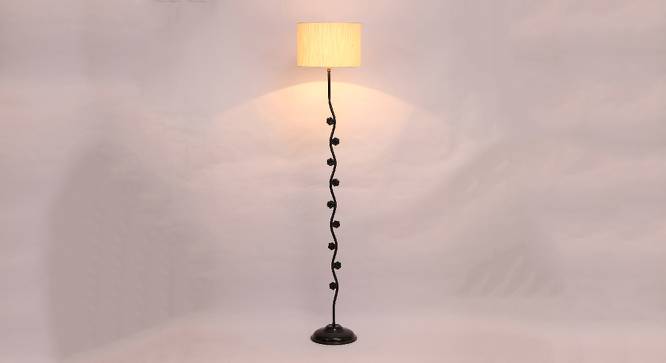 Karma Off White Fabric Floor Lamp with Black Iron Base (Black) by Urban Ladder - Design 1 Side View - 685223