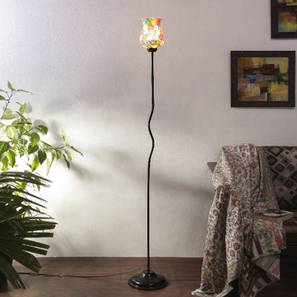 Floor Lamps In Thiruvananthapuram Design Olivia Multicolour Glass Floor Lamp with Black Iron Base (Black)