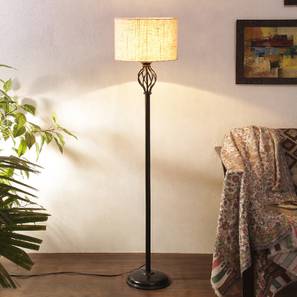 devansh Lilo White Natural Fiber Floor Lamp with Black Iron Base-picture-21