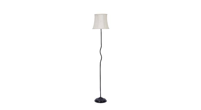 Savannah Off White Fabric Floor Lamp with Black Iron Base (Black) by Urban Ladder - Front View Design 1 - 685342