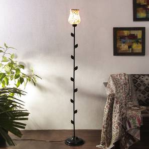 Home Decor In Srinagar Design Audrey Multicolour Glass Floor Lamp with Black Iron Base (Black)