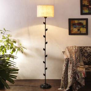 Lux White Natural Fiber Floor Lamp with Black Iron Base-image-28