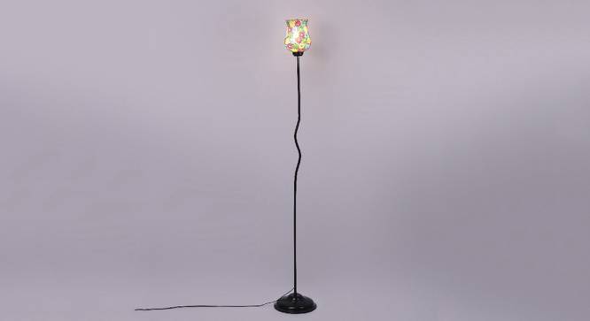 Olivia Multicolour Glass Floor Lamp with Black Iron Base (Black) by Urban Ladder - Design 1 Side View - 685370