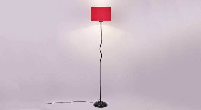 Nova Red Fabric Floor Lamp with Black Iron Base (Black) by Urban Ladder - Design 1 Side View - 685378