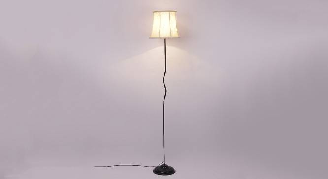 Savannah Off White Fabric Floor Lamp with Black Iron Base (Black) by Urban Ladder - Design 1 Side View - 685380