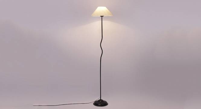 Ivy Off White Fabric Floor Lamp with Black Iron Base (Black) by Urban Ladder - Design 1 Side View - 685385
