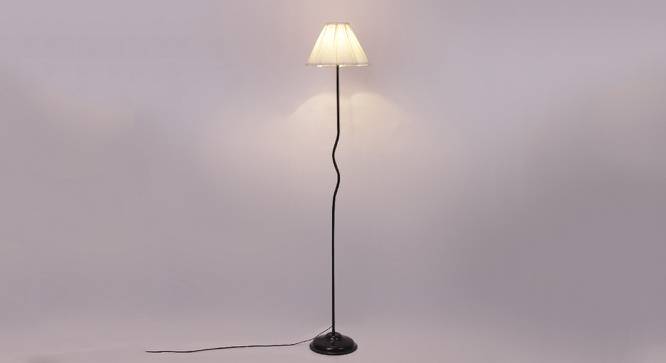 Jade Off White Fabric Floor Lamp with Black Iron Base (Black) by Urban Ladder - Design 1 Side View - 685389